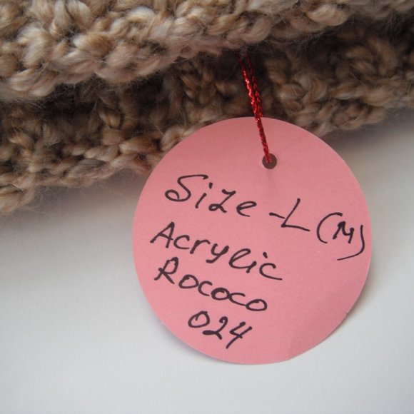 Hand Knitted Hat Toque Adult Size - L(M)  Acrylic Beige- 024 Hand knit by me - Picture 7 of 8